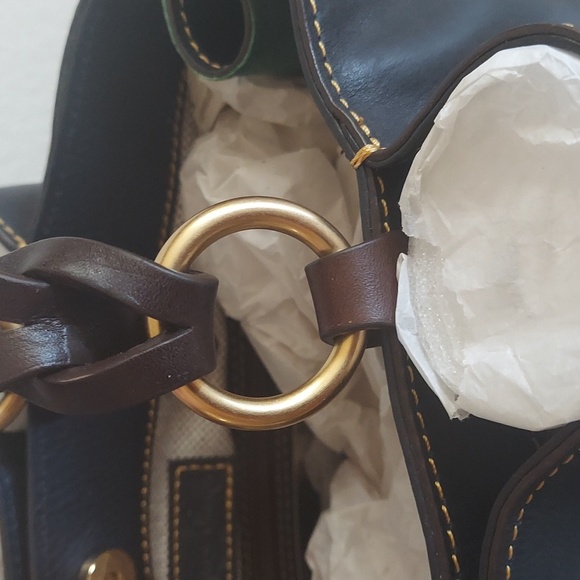 Dooney & Bourke Navy Large Zip Barlow Florentine Leather - Picture 11 of 15